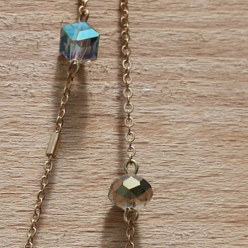 Thalia Necklace Brass, Patina & Crystals 