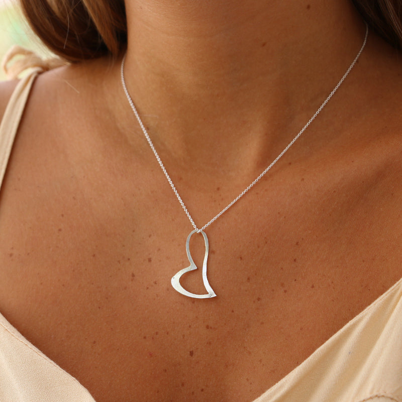 Riva Necklace Silver Heart & Silver Chain