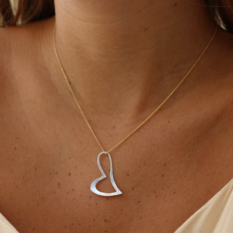 Riva Necklace Silver Heart & Gold Plated Chain