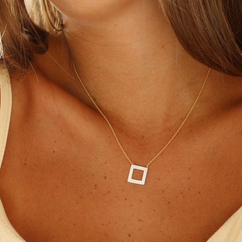 Lars Necklace Silver Square & Gold Plated Chain