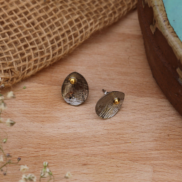 Emilia Earrings Charcoal (Oxidised) & Gold Plated