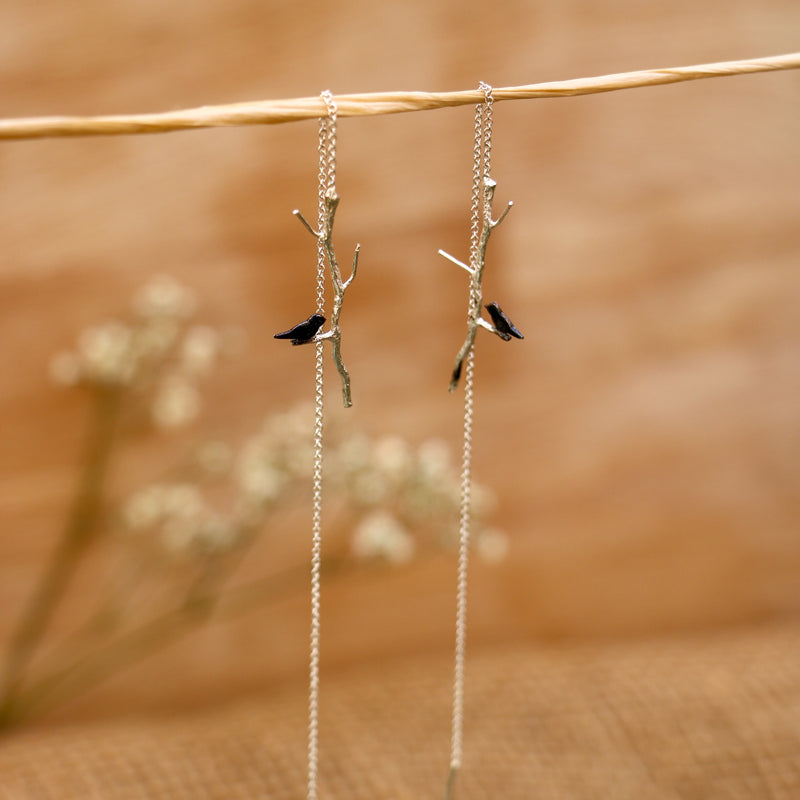 Daryl Earrings Silver and Charcoal (Oxidised)