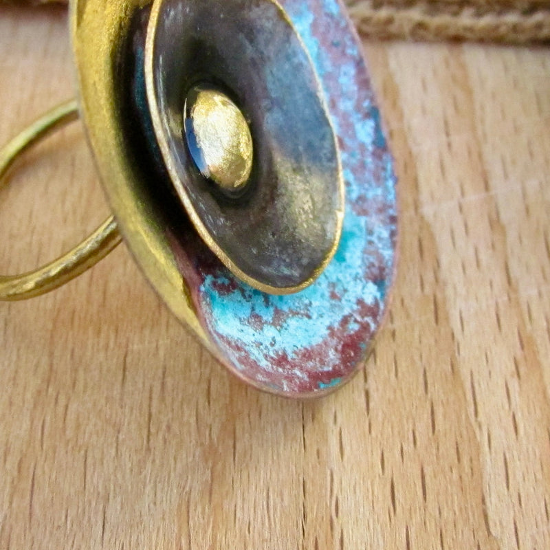 Etta Ring Brass, Enamel & Patina
