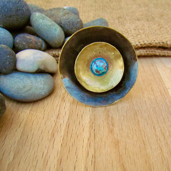 Stella Ring Brass, Enamel & Patina