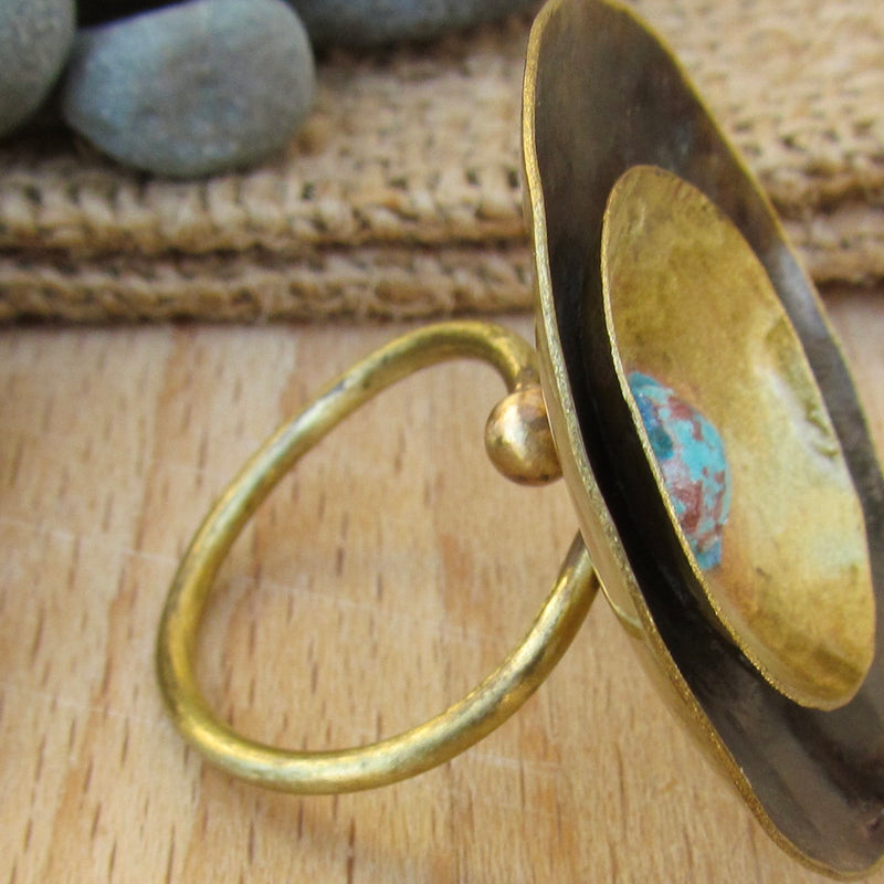 Stella Ring Brass, Enamel & Patina