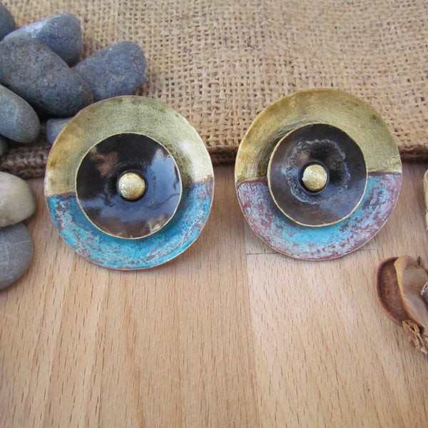 Kynlee Earrings Brass, Enamel, Patina & Sterling Silver Posts 