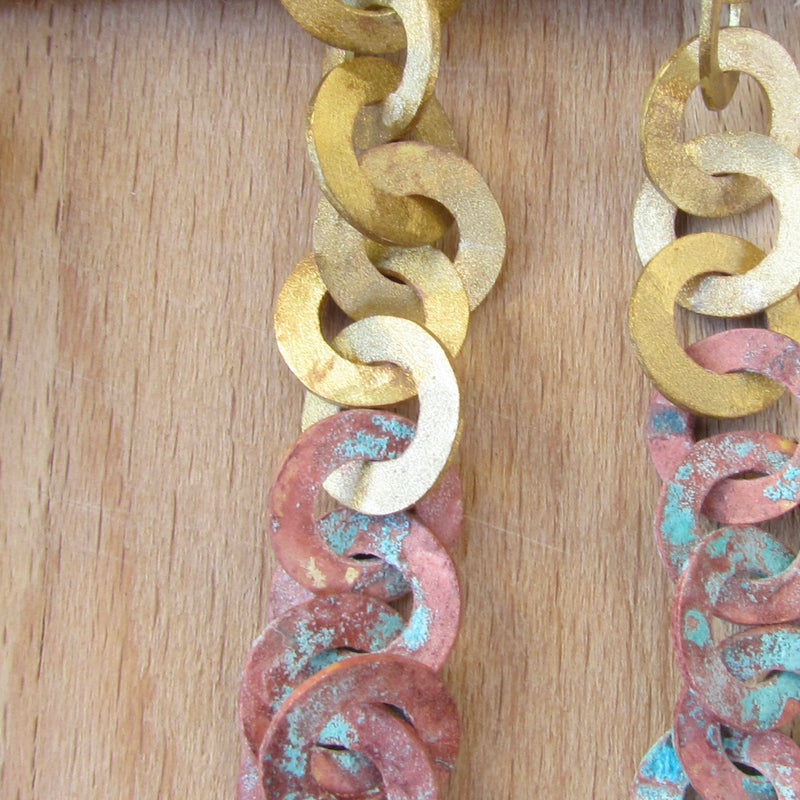 Alora Earrings Brass, Patina & Sterling Silver Posts 