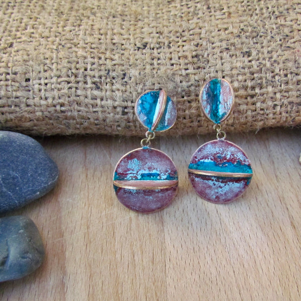 Brielle Earrings Brass, Patina & Sterling Silver Posts 