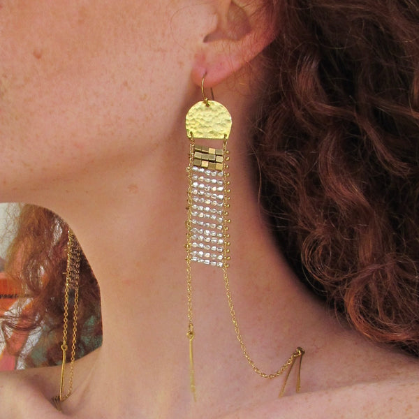 Lucy Earrings Brass & Silver