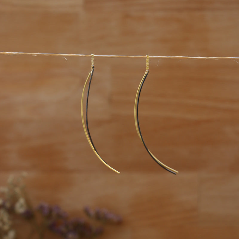 Kehlani Earrings  Medium Gold Plated and Charcoal (Oxidised)