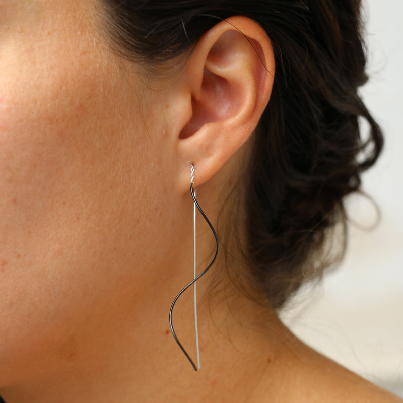 Teylie Earrings Silver and Charcoal (Oxidised)