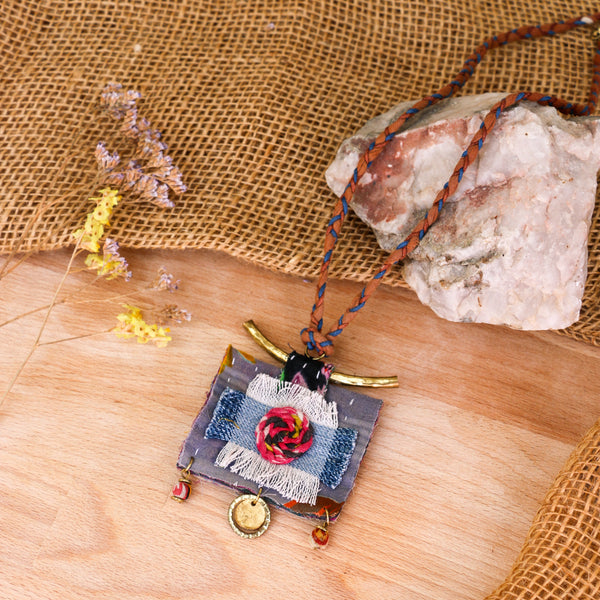 Aliz Necklace Textile & Brass