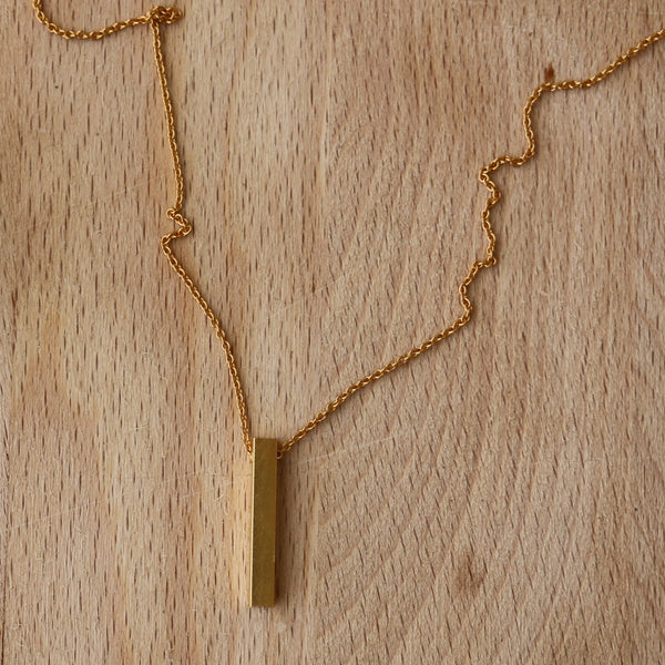 Kreng-jai Necklace Gold Plated Bar & Gold Plated Chain